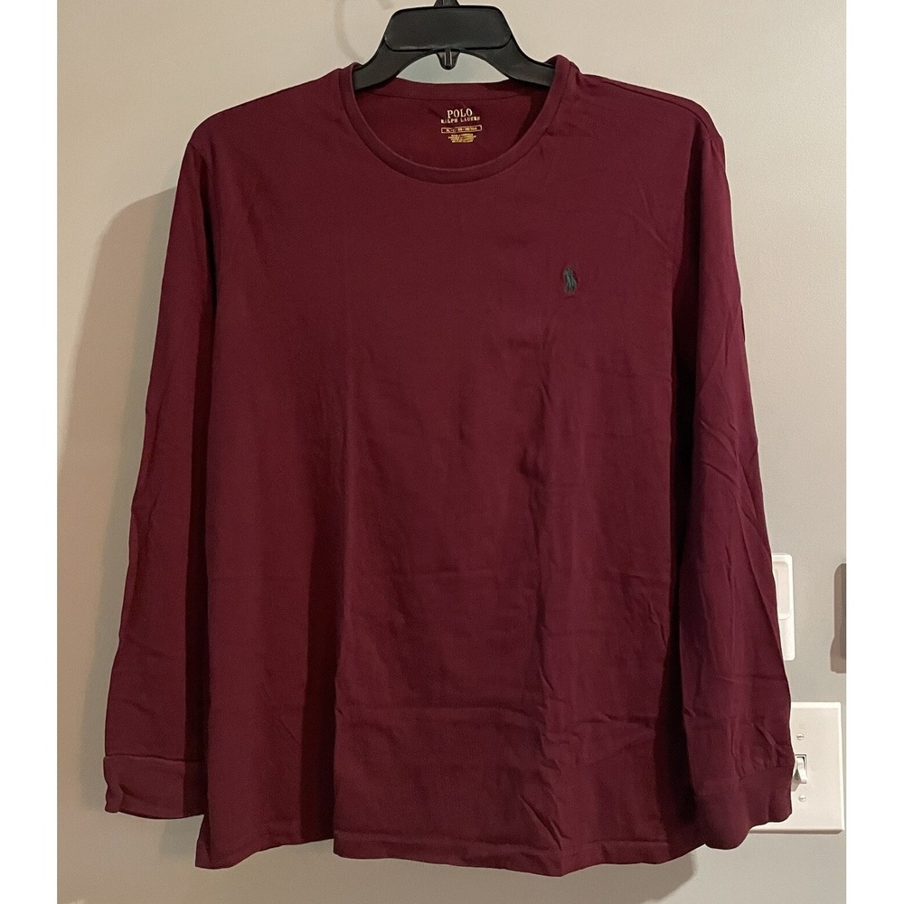 Polo Ralph Lauren Shirt Burgundy Long Sleeve Cotton Pullover Tee XL